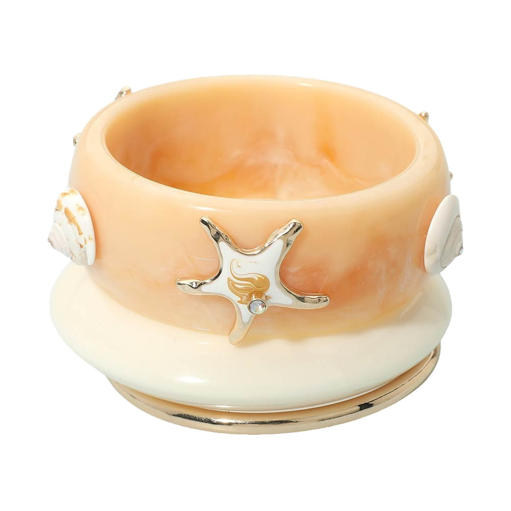 3PCS Starfish Resin Bangle Bracelet Set Coastal Beach Stackable Cuff Women