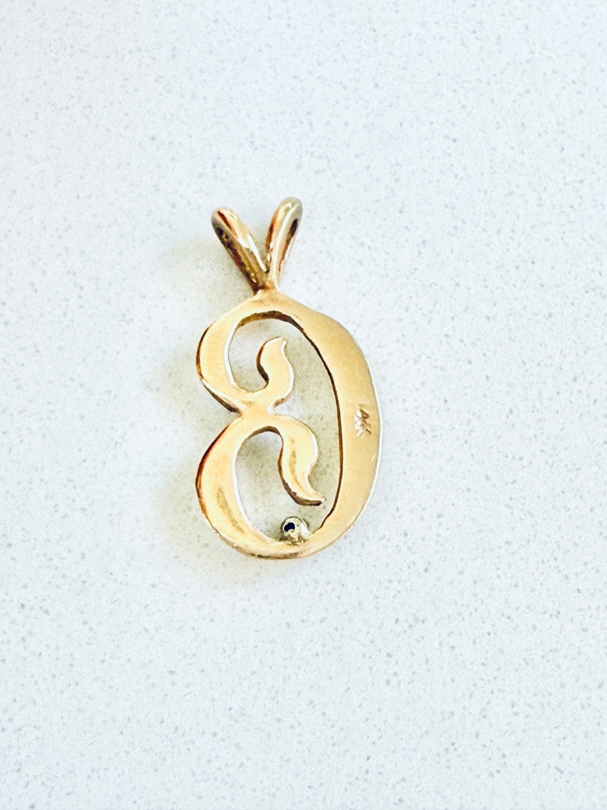 VINTAGE 14kt GOLD “C” INITIAL CHARM / PENDANT with DIAMOND 2 gram