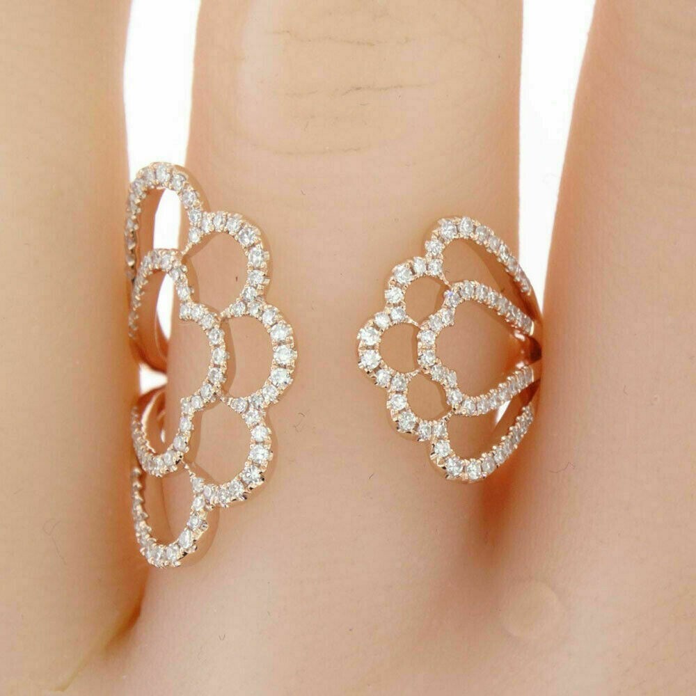 3Ct Round Natural Moissanite Adjustable Women’s Ring 14K Rose Gold Plated Silver