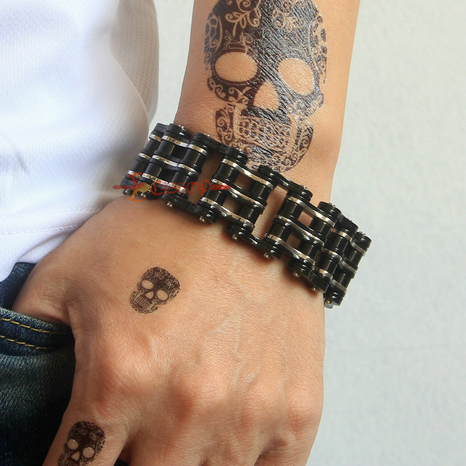 Heavy Black Motorcycle Bike Chain Men’s Bracelet Stainless Steel Biker 27mm Wide