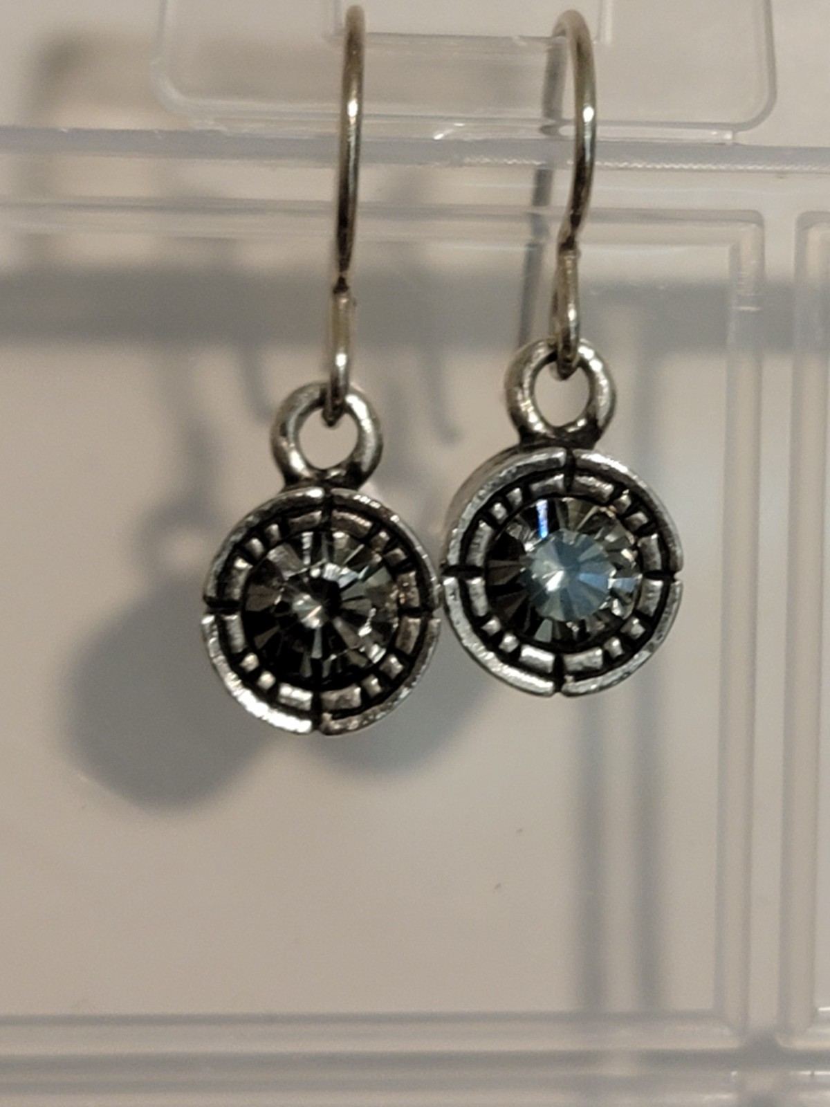Patricia Locke French Wire Silver Tone Clear Crystal Earrings