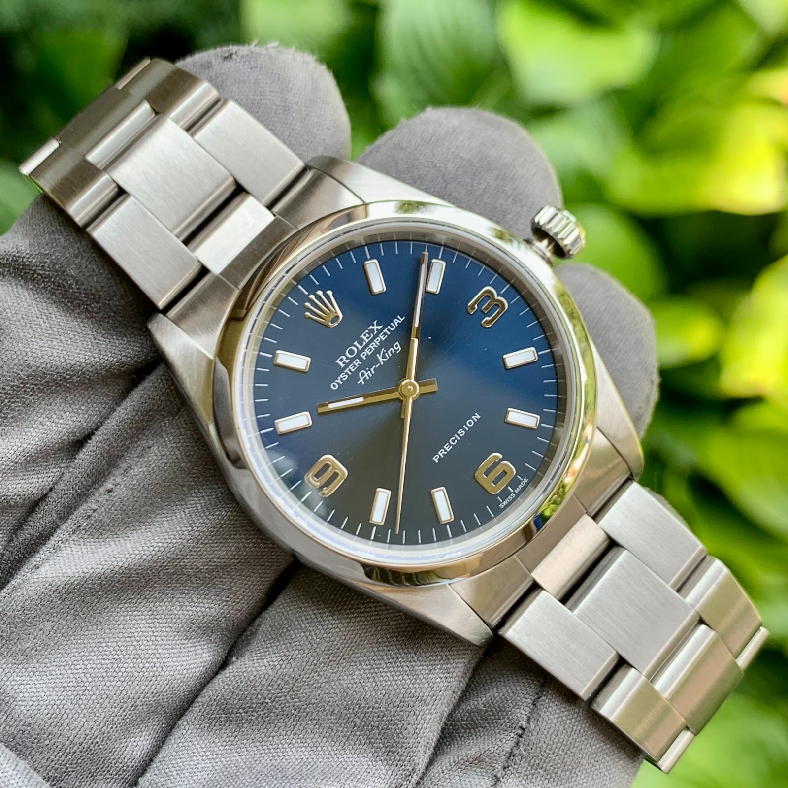 2004 Rolex Air-King Oyster Perpetual 14000M Blue Dial Automatic Watch – Mint
