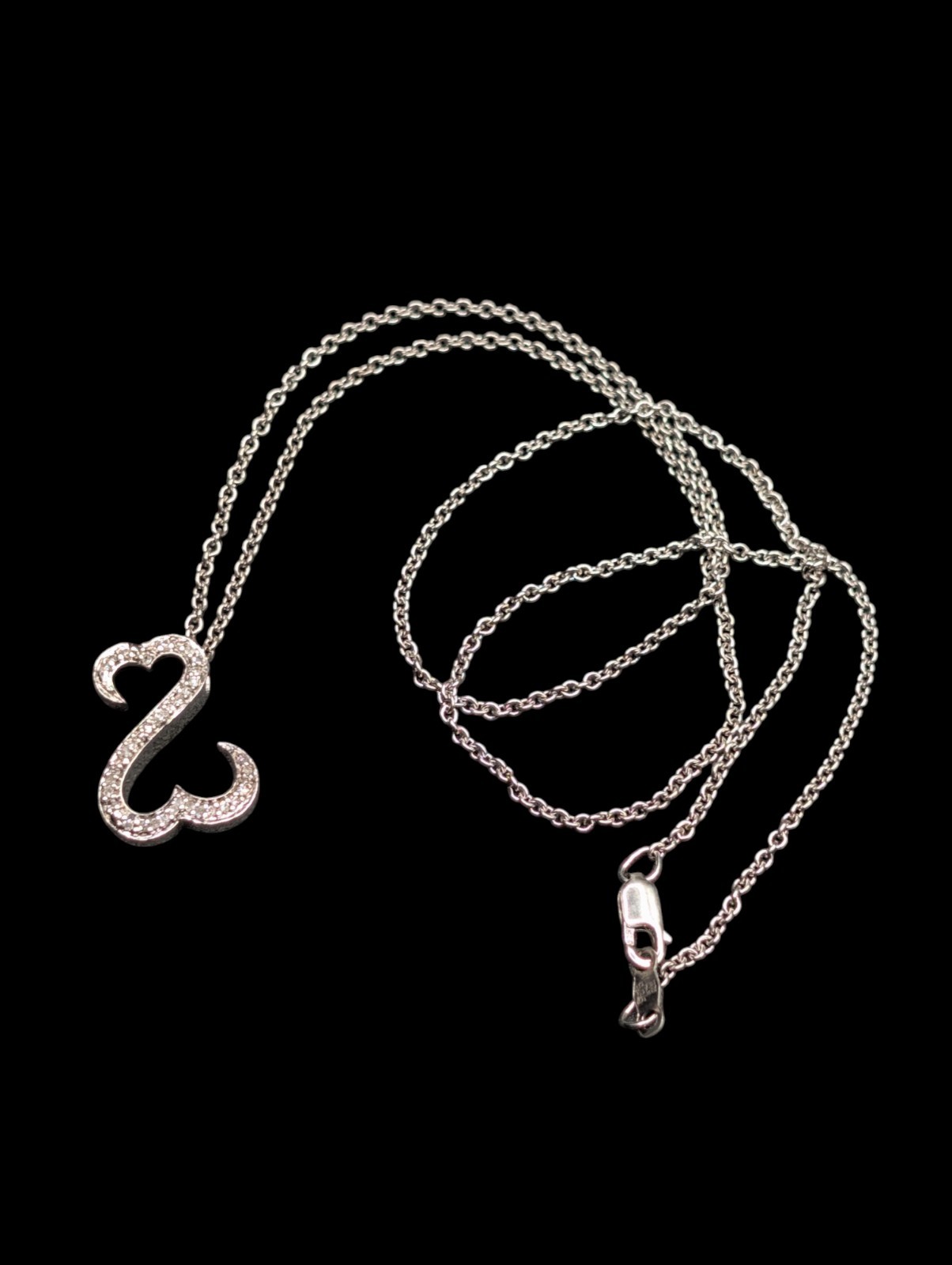 Sterling 925 JWBR Jane Seymour Open Hearts Diamond Pendant On 18″ Chain Necklace