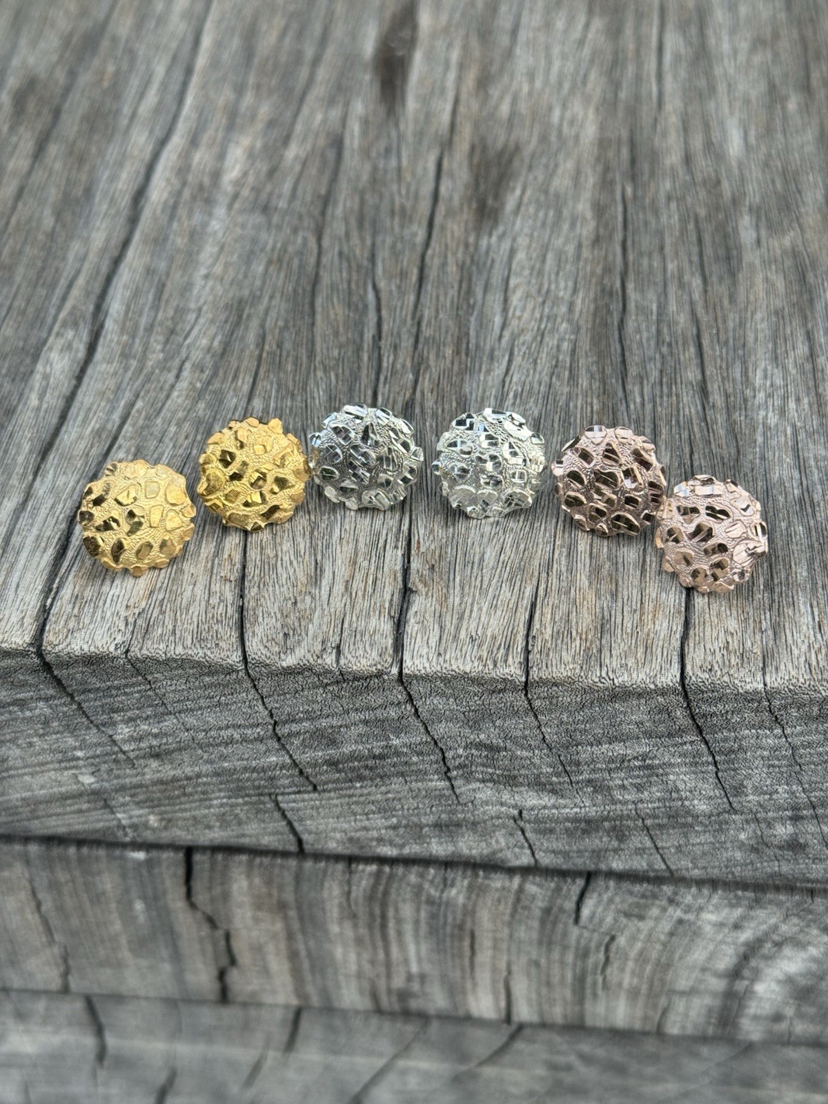 925 Silver Nugget Earrings Rose Gold Nugget Earrings Yellow Gold Nugget Earrings