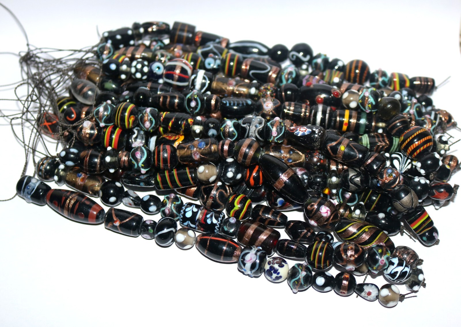 30 strands lot Lamp work Beads, 5 each in 6 color combination, Handmade Glass