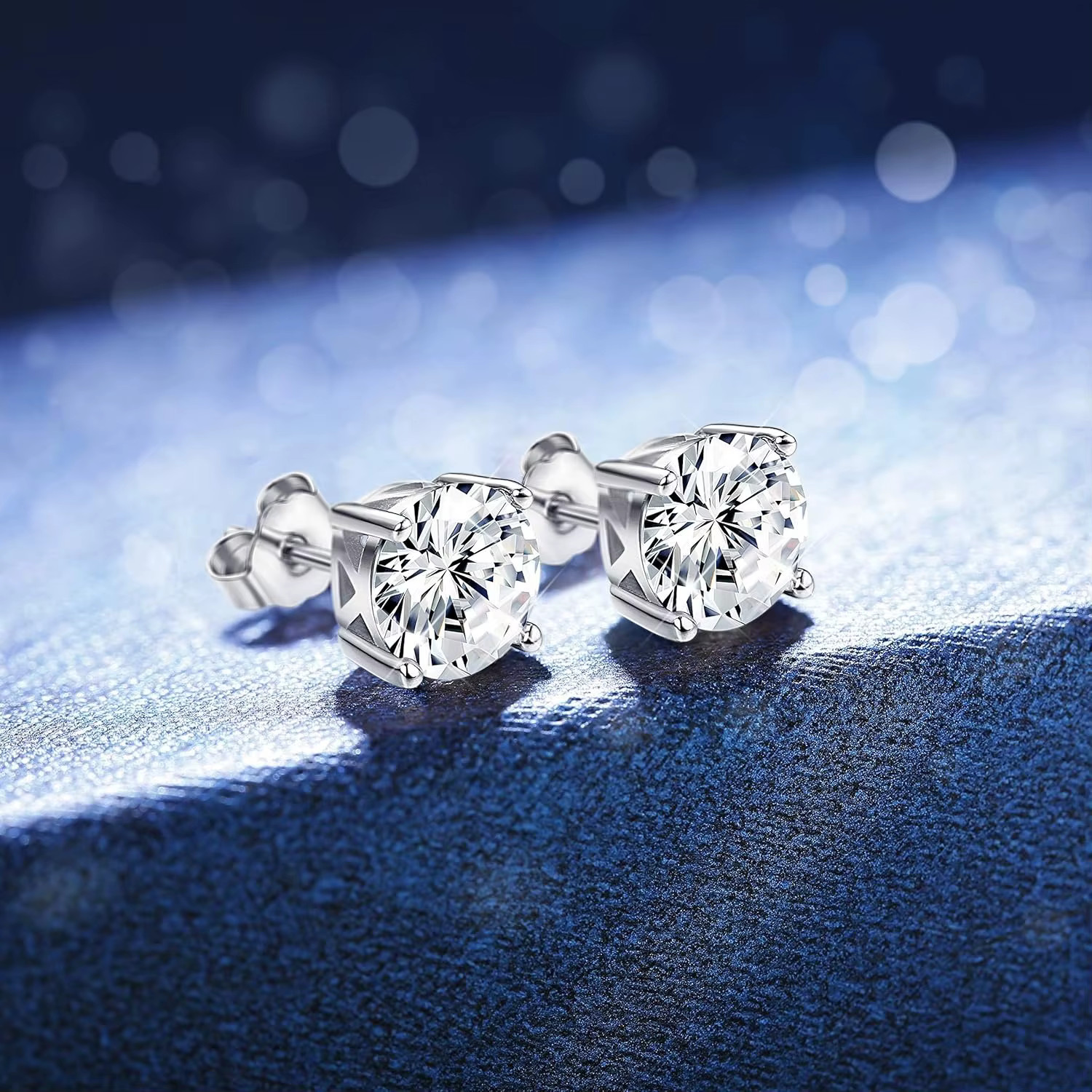18K White Gold Plated Stainless Steel Stud Earrings Set of 3 Styles