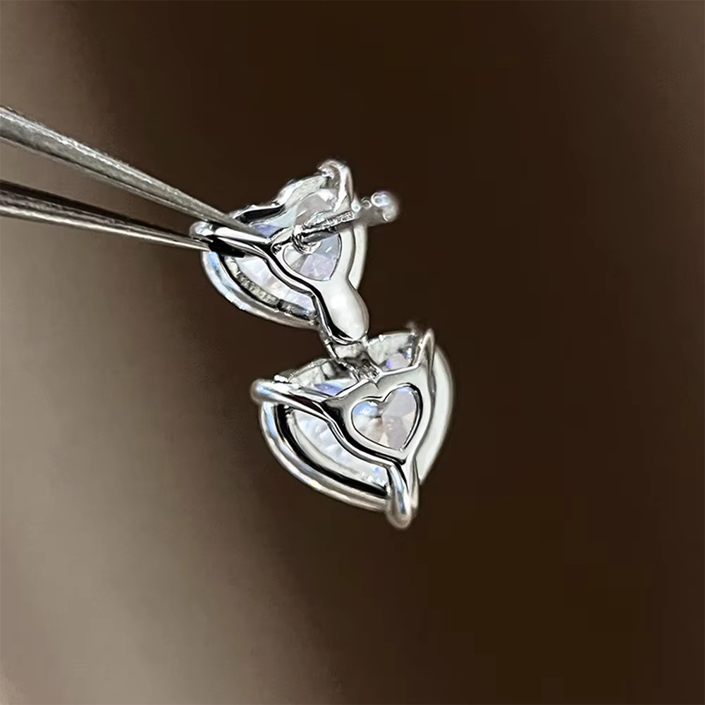3Ct Heart Cut Moissanite Drop Earrings 925 Sterling Silver GRA Certified Gift