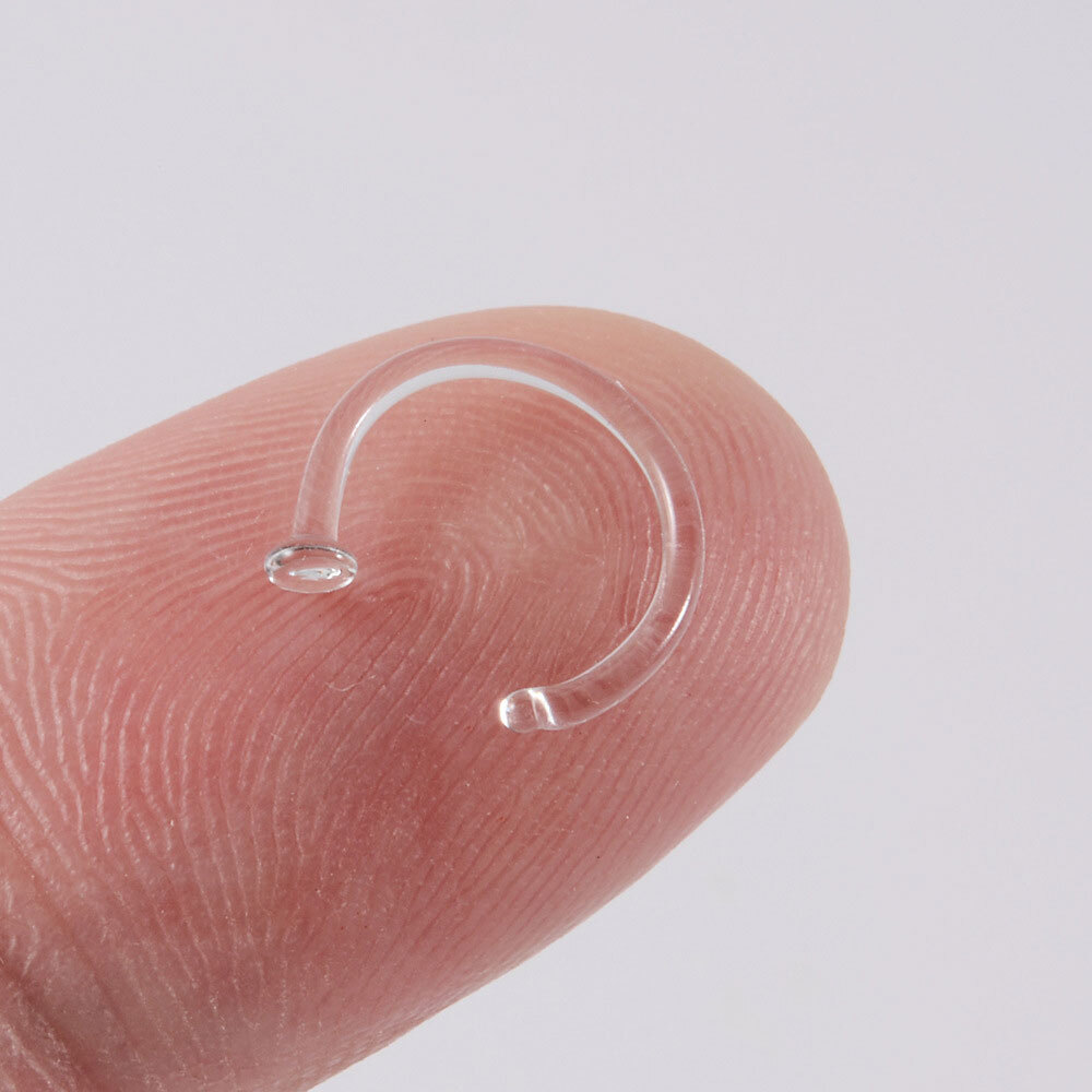 2x Invisible Clear Nose Stud See Through Nose Stud Transparent Piercing Plastic