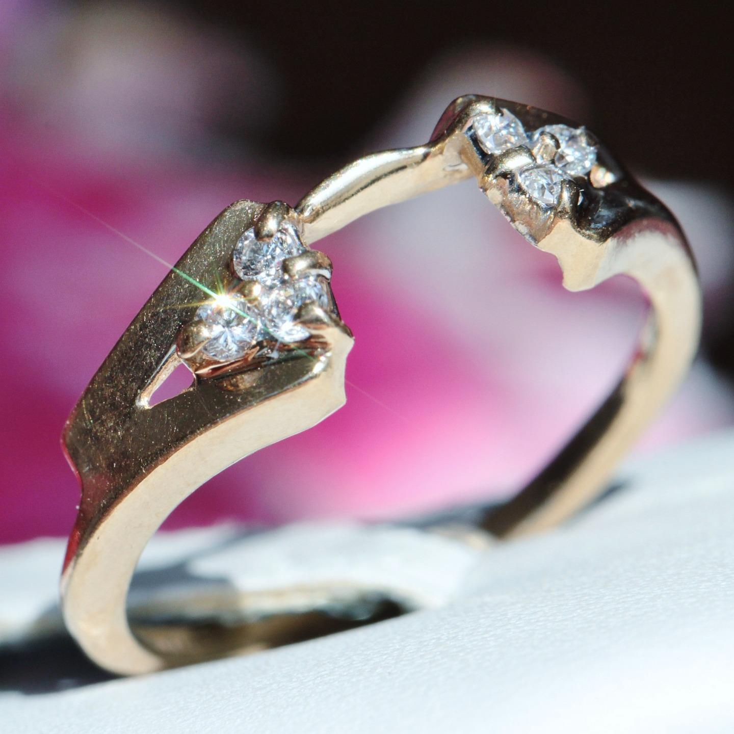 14k yellow gold ring enhancer 0.12c natural diamond size 6 solitaire wrap 1.95gr