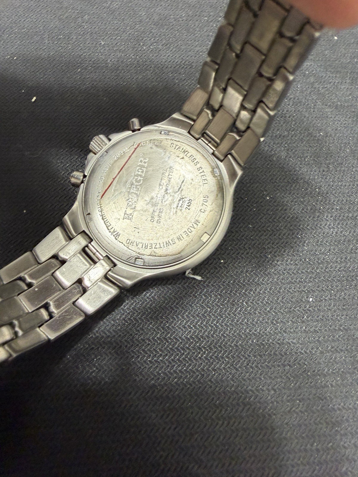 Krieger 7750 Marine Chronograph Blue Dial NOS Box Papers Swiss Chronom