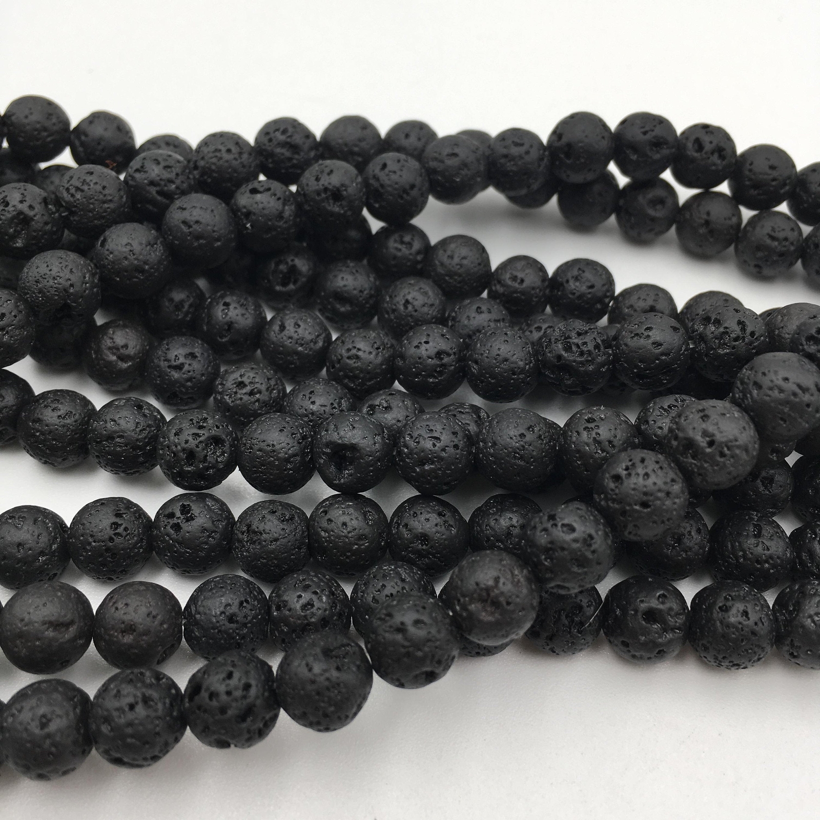 Natural Black Lava Rock Stone Round Beads 4mm 6mm 8mm 10mm 12mm 15.5″ Strand