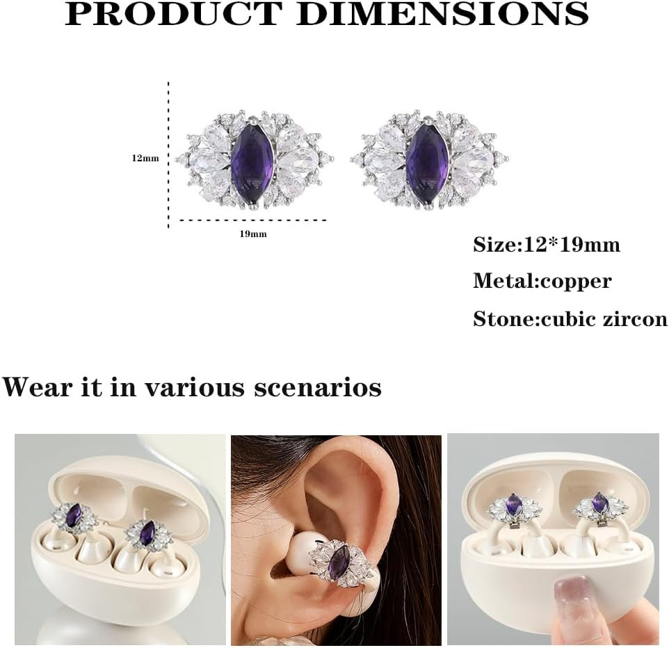 Butterfly Rhinestone Earbud Accessories for Clip-On Open-Ear Earbuds