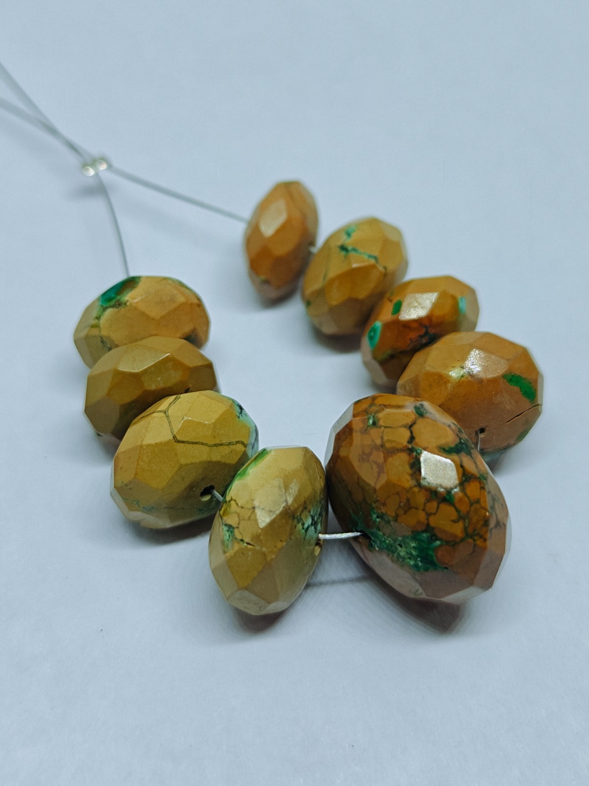 Hubie Turquoise Faceted Rondelle Beads Loose Green Gemstone For Jewelry Supply