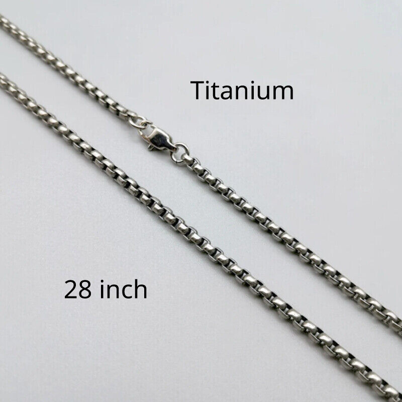 Pure Titanium Box Chain Necklace 3mm Unisex Anti Allergy Skin Care Health 28″