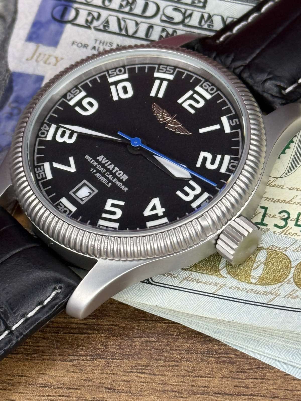 Aviator Watch Mechanical Soviet USSR Pilot Military Calendar Day Raketa Vintage