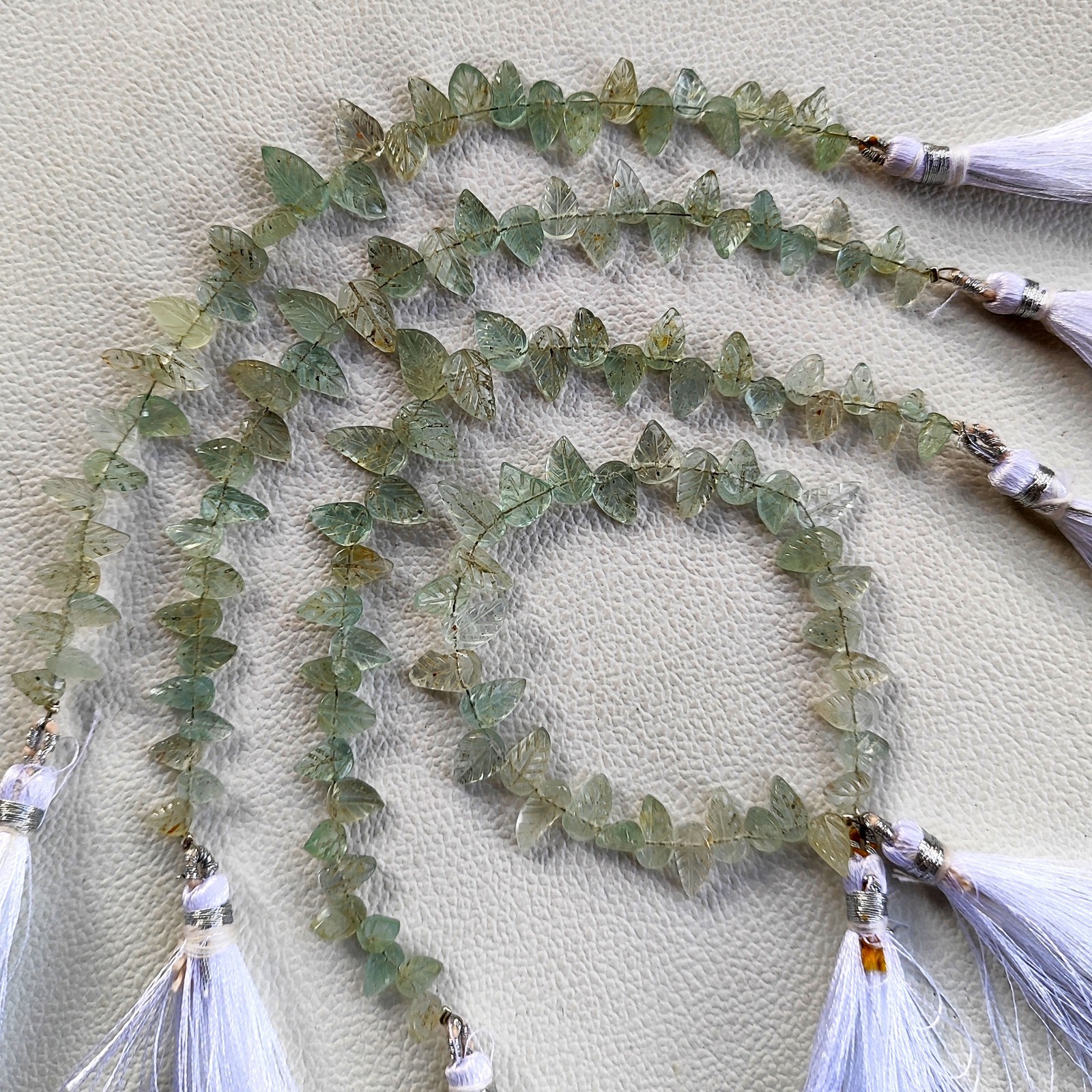 Brazil Aquamarine 6-9mm Carved Leaf Shape Beads 7 Inch Strand Natural Gemstone