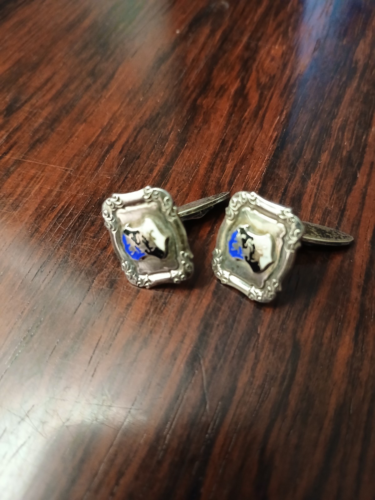 Men’s Sterling Silver Estonia Coat Of Arms Signet Ring Cuff Links Pre Owned 10.5