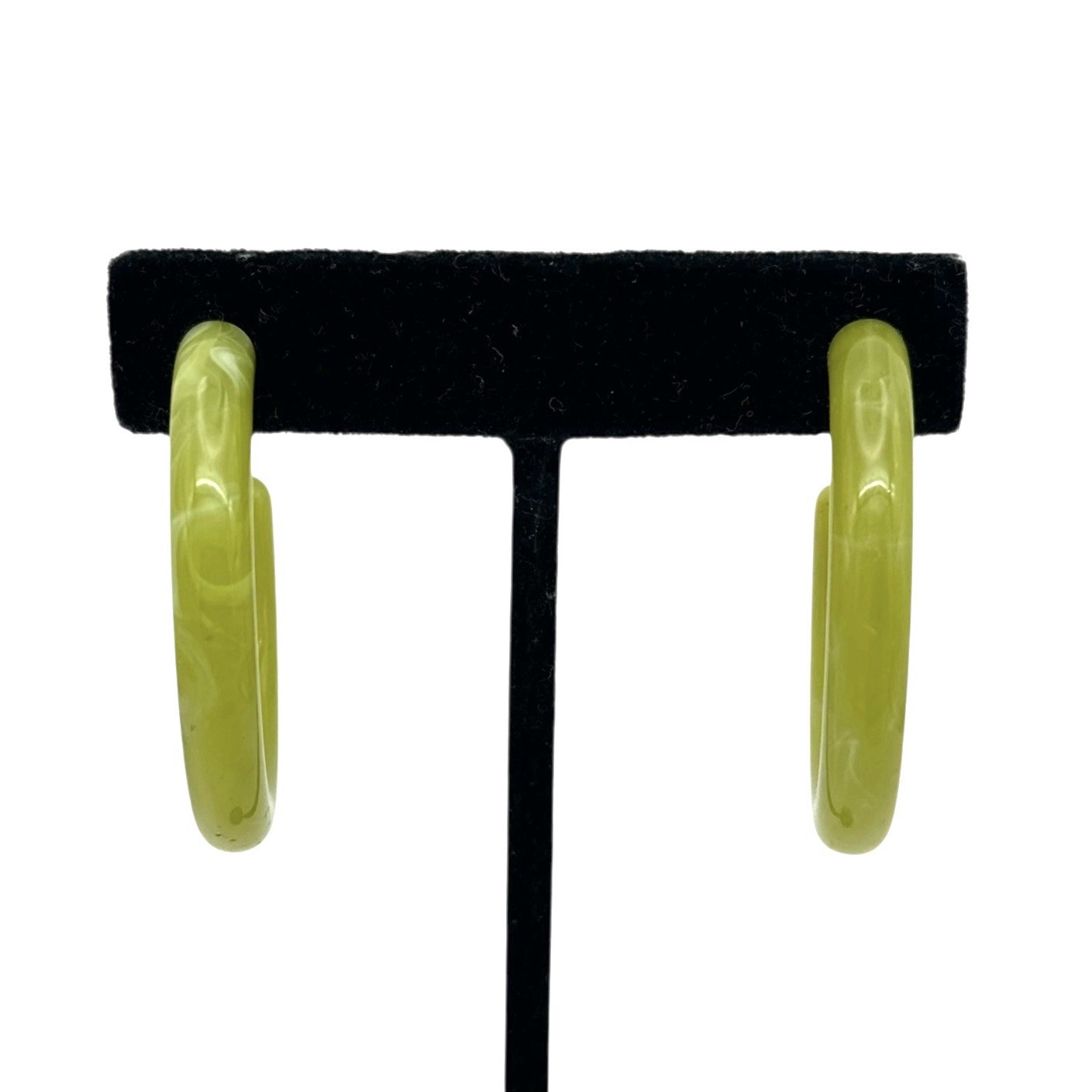 Acrylic Resin Hoop Earrings Lot (4) Plastic Jewelry Green Marbled Tortoiseshell