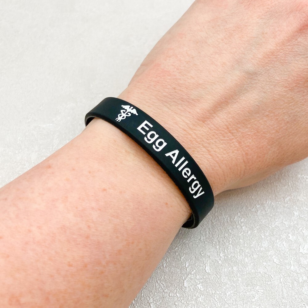 Egg Allergy Wristband Allergic To Eggs Medical ID Alert Allergies Jewelry 202mm