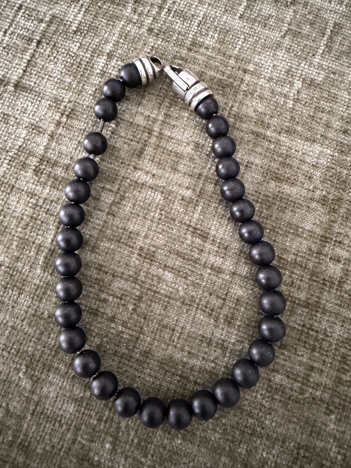 DAVID YURMAN Matrix 8mm Bead Black Onyx Matte Spiritual Beads Bracelet 8.5″