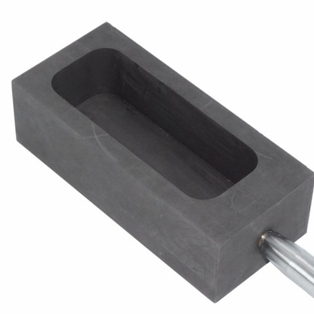 2x Graphite Ingot Mold Casting Crucible Melting Metal Gold Silver W/Handle 0.5kg