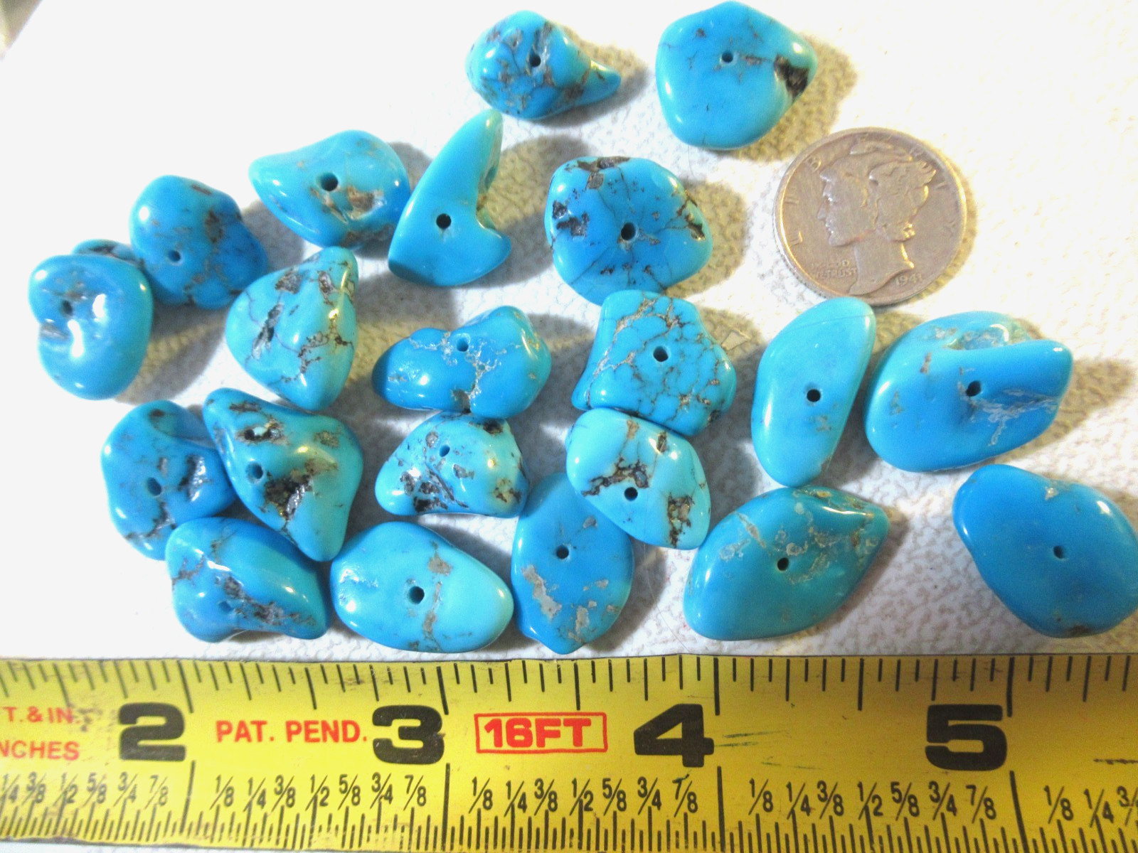 ~SALE~ SLEEPING BEAUTY TURQUOISE 40g. LARGE DRILLED 14X13mm TO 21X14mm #848