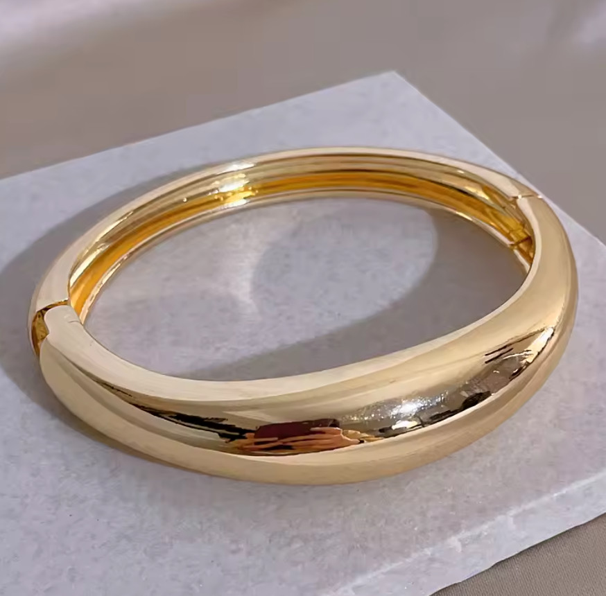 Chunky Heavy Metal Smooth Bangle Gothic Punk Wide Bracelet Jewelry