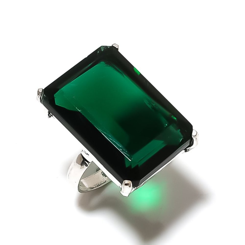 Chrome Diopside Gemstone Handmade 925 Sterling Silver Jewelry Ring Size 7.5 g085