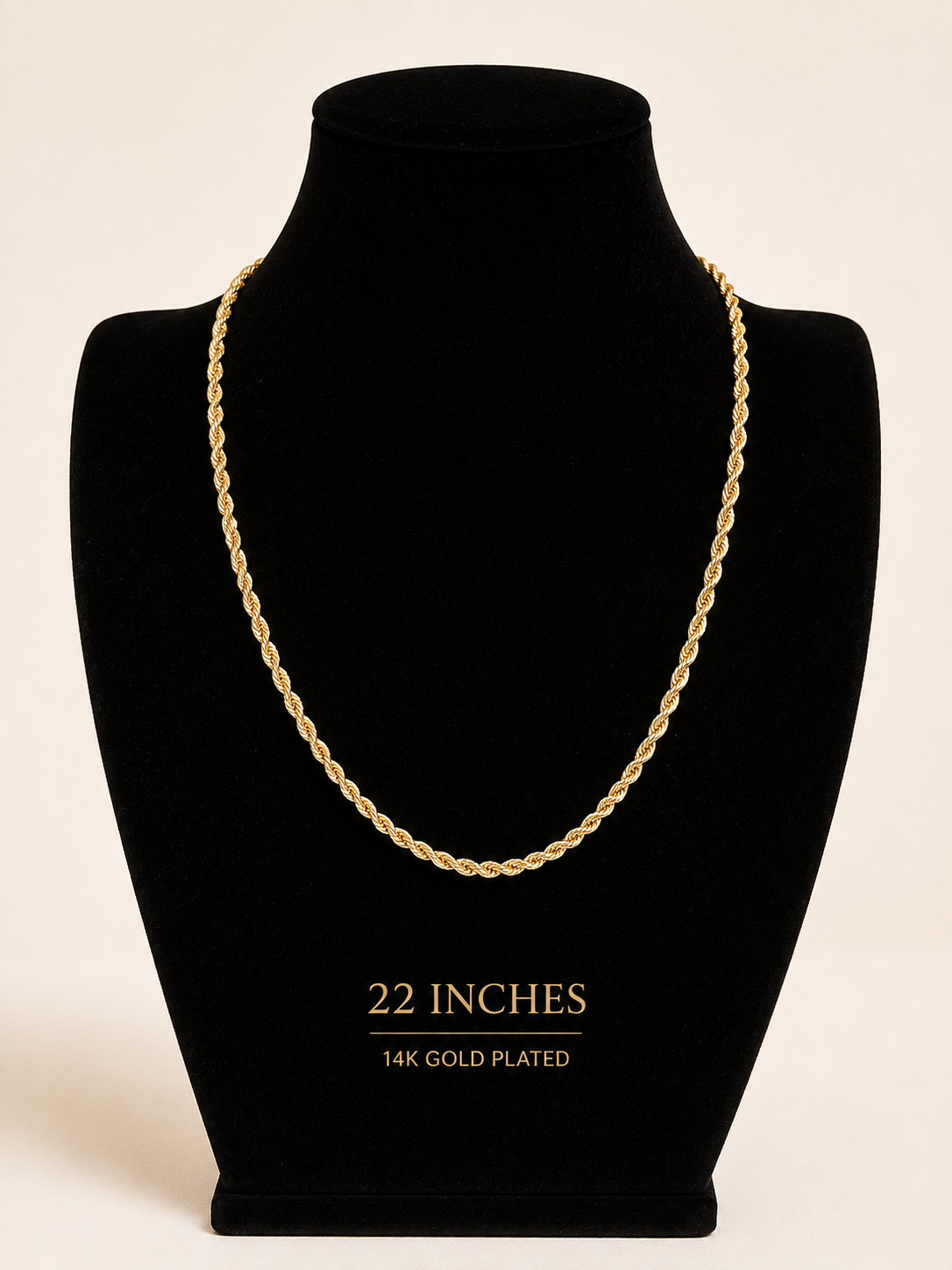 14K Gold Plated Rope Chain Necklace 18-30” 2mm-10mm Unisex Chain