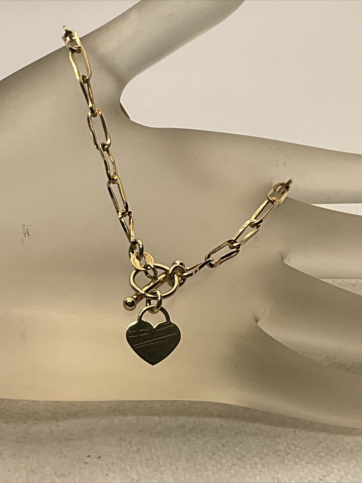 GOLDEN CLEF INTERNATIONAL ITALY 14K Yellow Gold Bracelet w/HEART Shaped CHARM 2g
