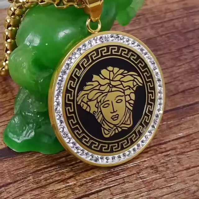 Stainless Steel Enamel Medusa Greek Word Pendant Christmas Gift for Men No Chain