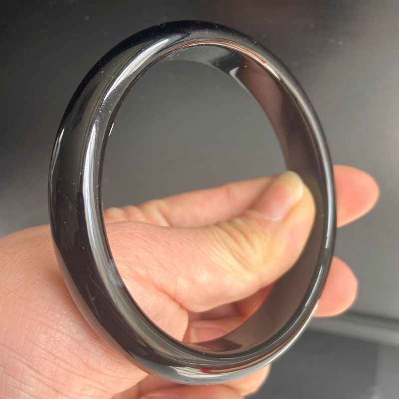 Certified Huge 68-69mm Grade A Natural Black chalcedony jade jadeite Bangle