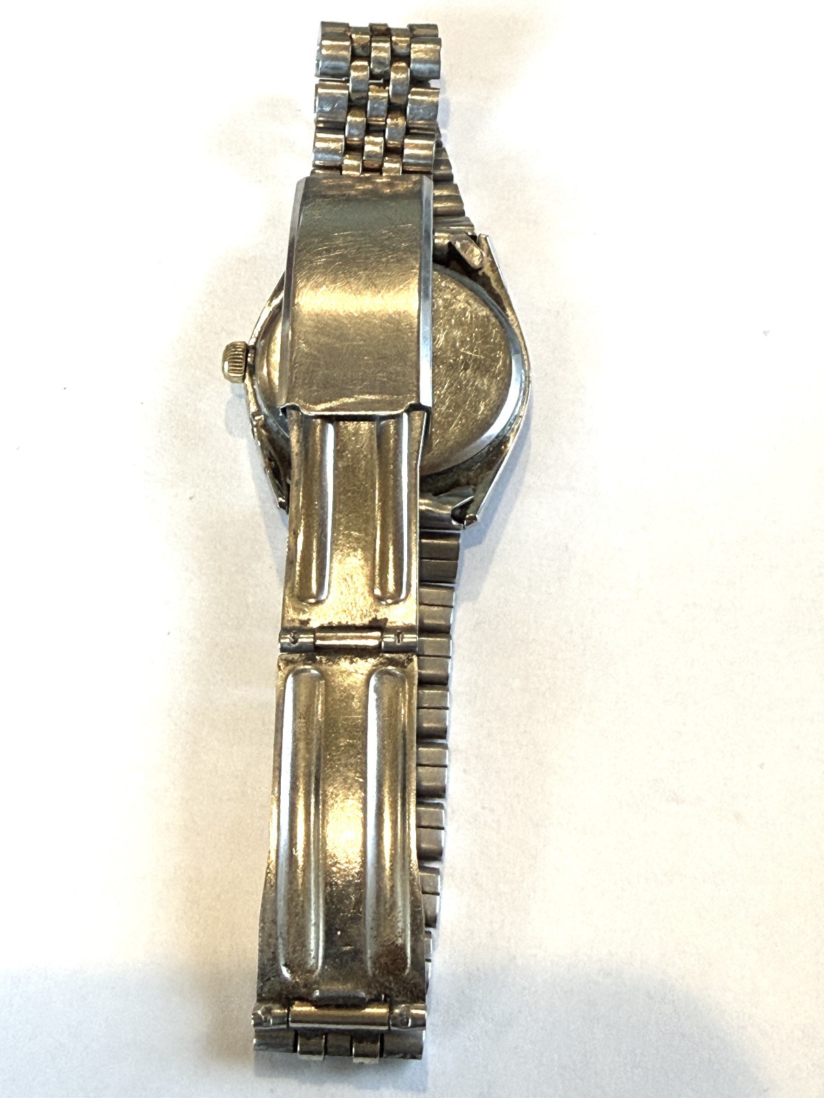 Vintage Timex Q M Cell 2 Tone Men’s Watch w/ Day and Date Working