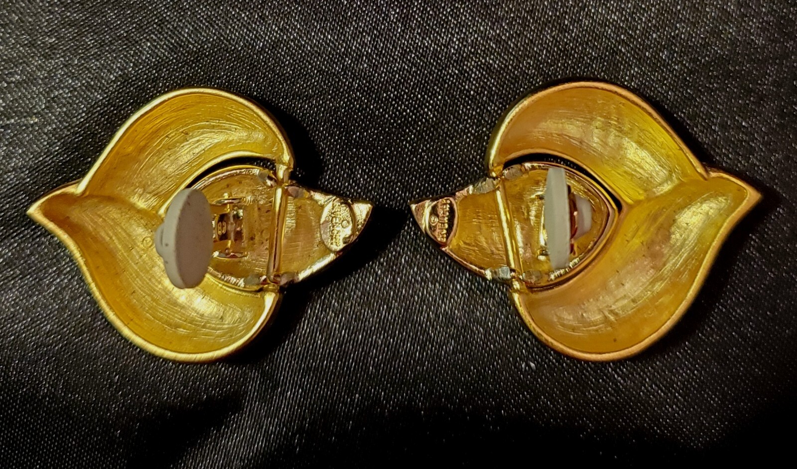 BIJOUX GIVENCHY Vtg Runway 1990s Earrings, Matte/Shiny Gold Tone in Flame Shape