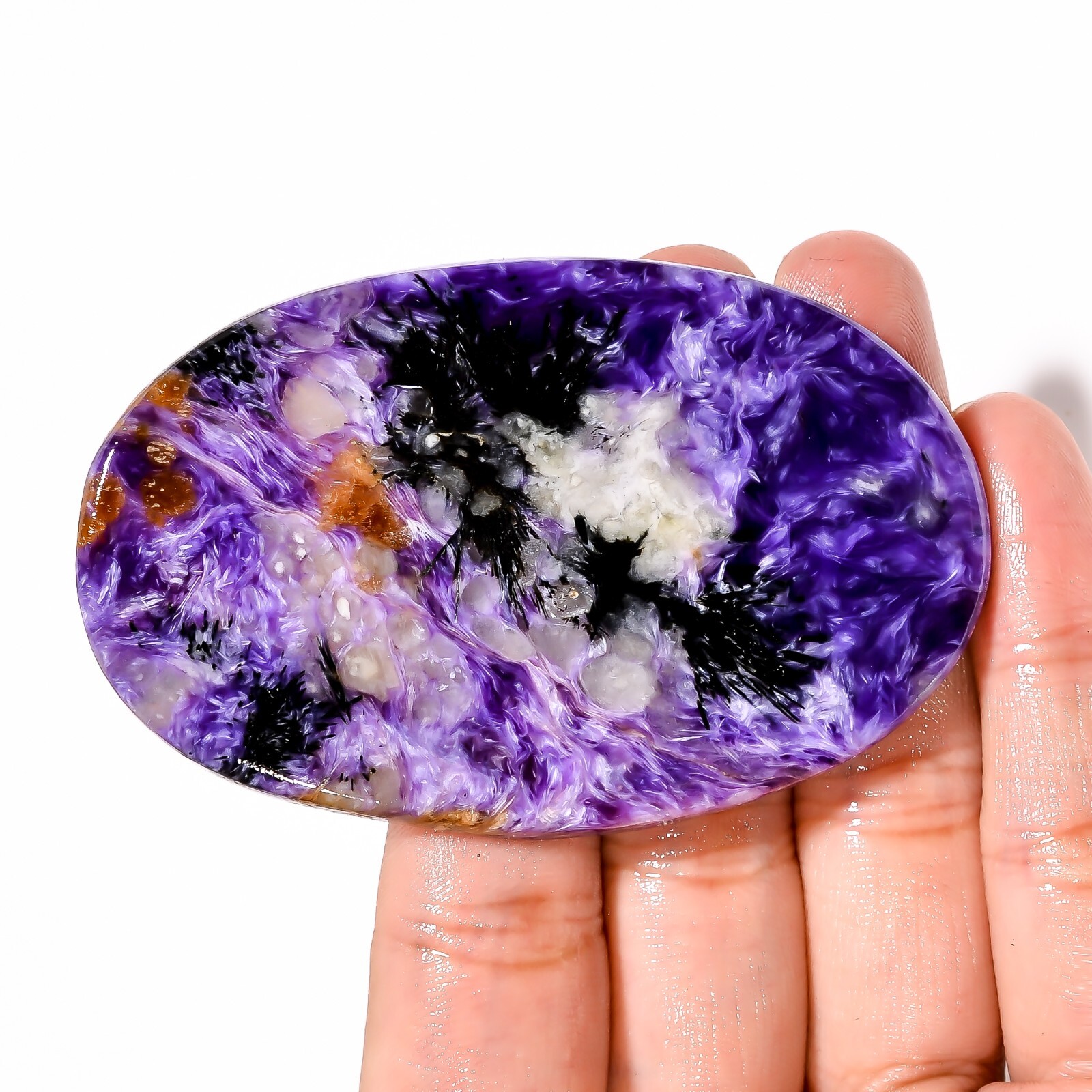 213.65CT Natural CHAROITE Cabochon Russian Charoite Oval Gemstone 47X74X6mm BC60