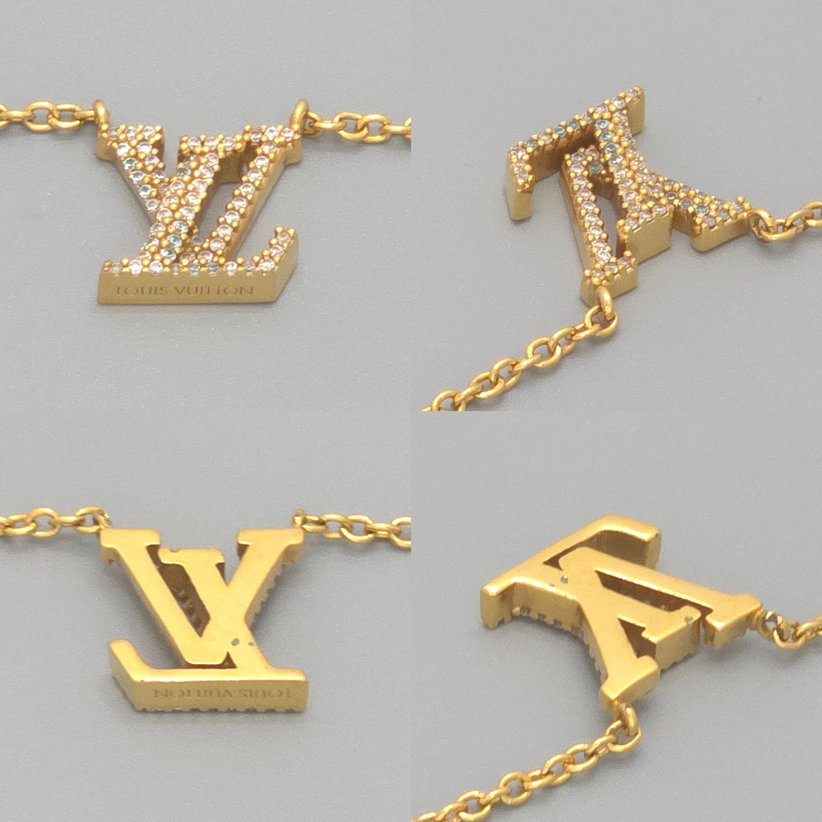 LOUIS VUITTON M00596 Necklace LV Iconic Length 42-47cm Gold Color Metal Strass