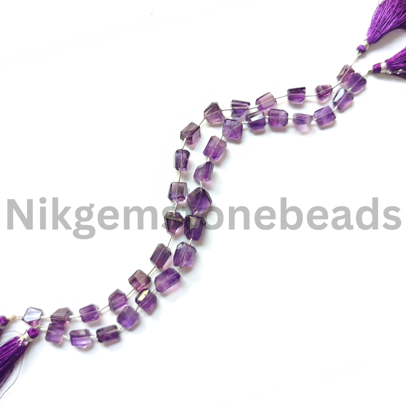 Natural Purple Amethyst Stone, Briolette Faceted Tumble Cut Beads, 8.75-11.00 MM