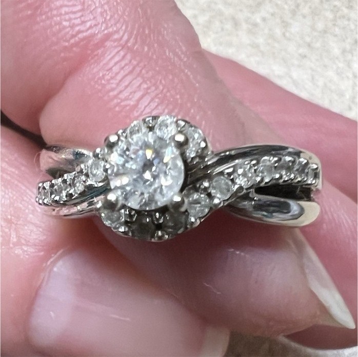 10k White Gold Diamond Engagement Ring Solitaire with Accents Zales