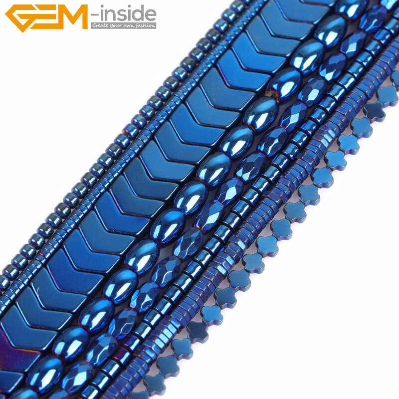 Blue Metallic Coated Hematite Spacer Beads Stone Jewelry Making Non-magnetic