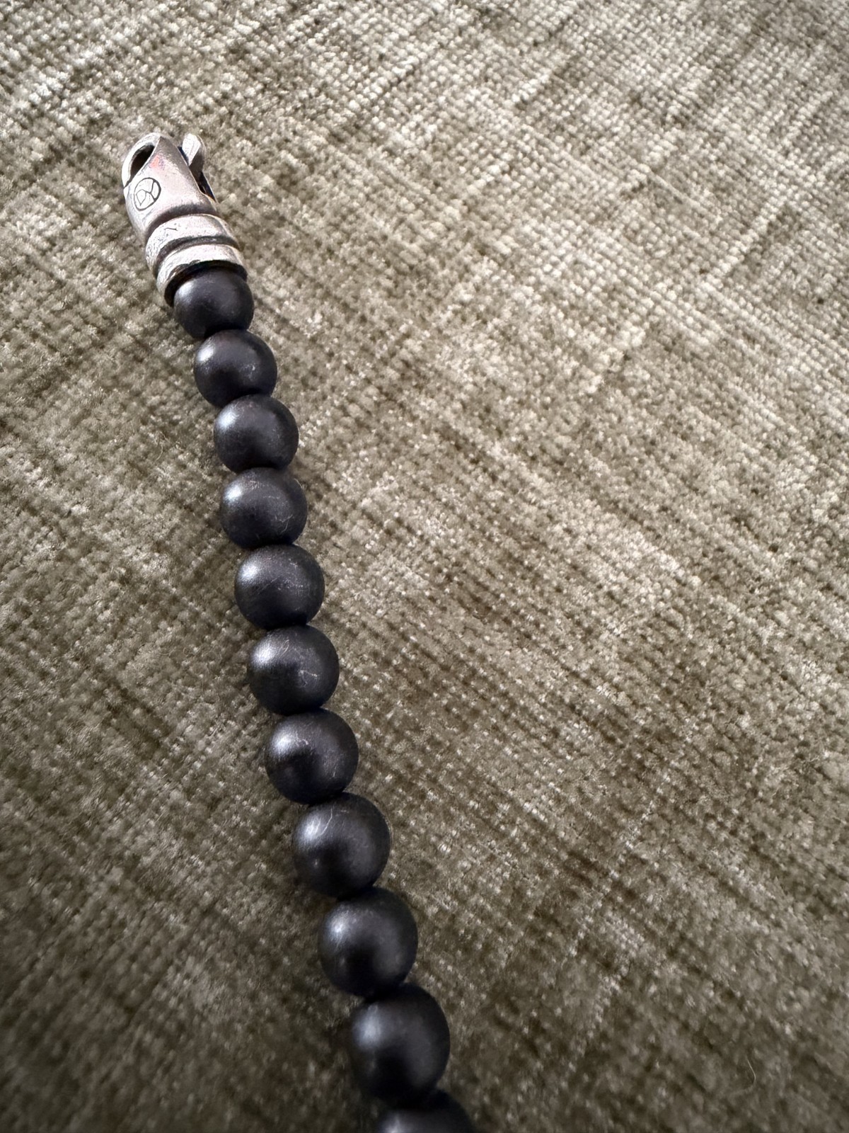 DAVID YURMAN Matrix 8mm Bead Black Onyx Matte Spiritual Beads Bracelet 8.5″