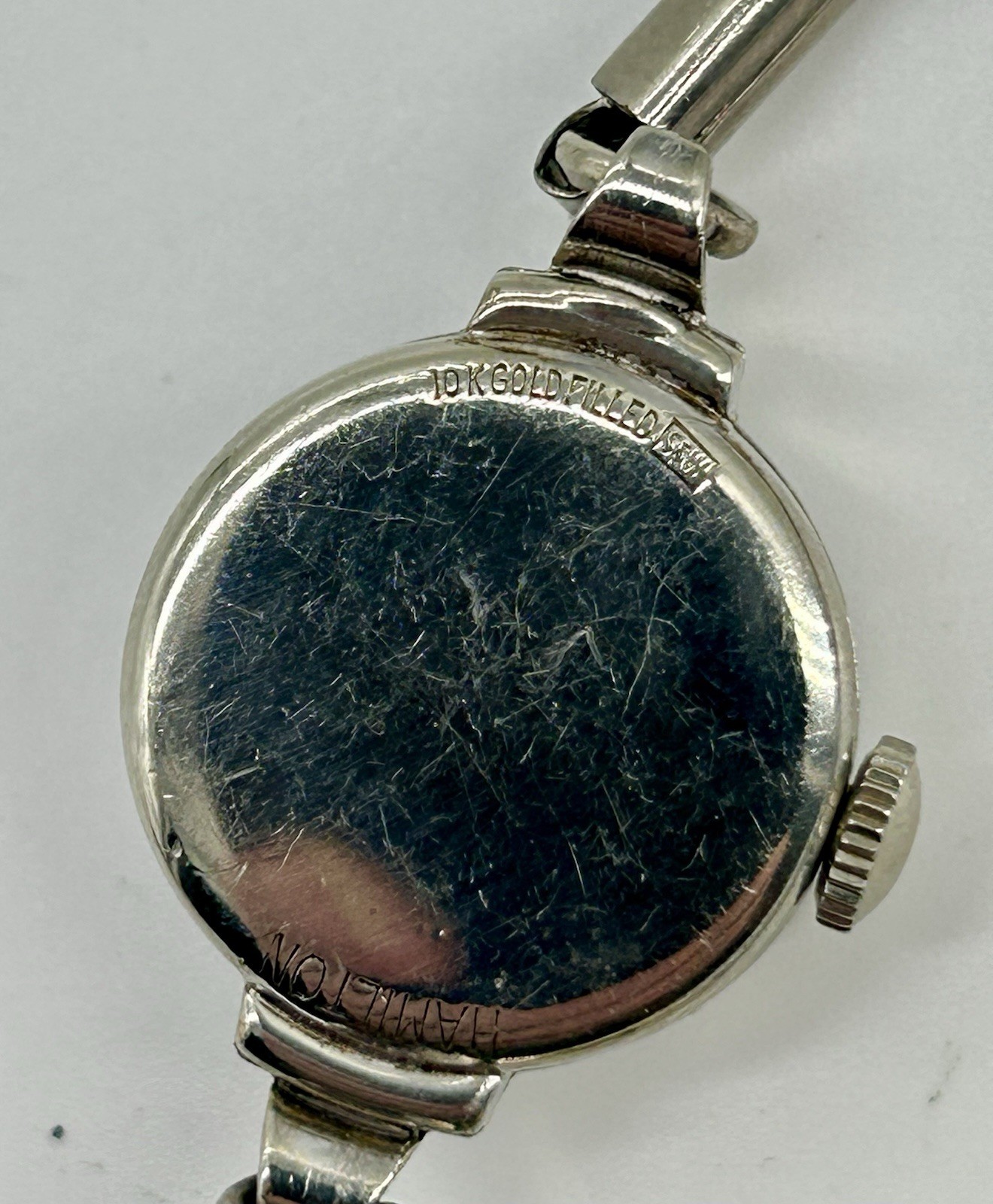 Vintage 1955 Hamilton Jenny-B 22J Ladies Watch 10K White Gold Filled Running USA