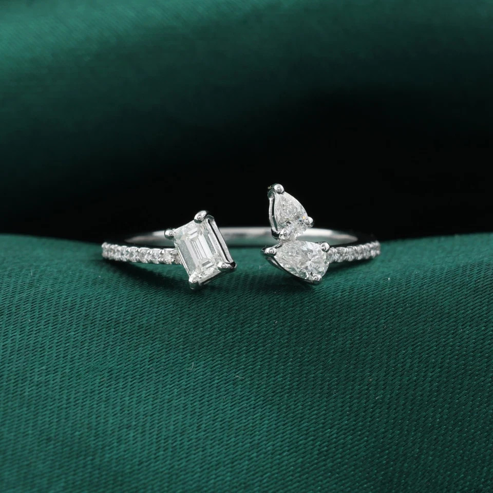 925 Silver moissinite fancy cut ring, for regular and party use.