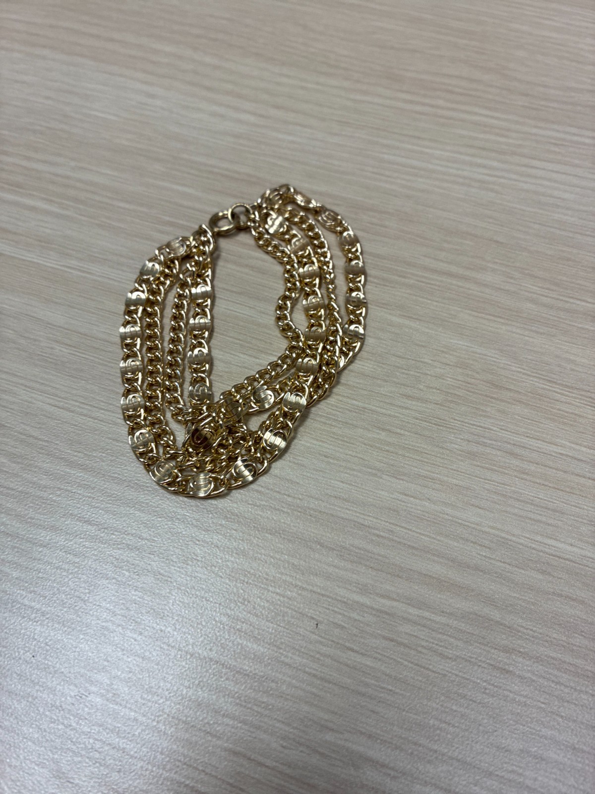 Vintage 1970s Gold Tone 4 Strand Multi Chain Necklace 17.5″ Unsigned