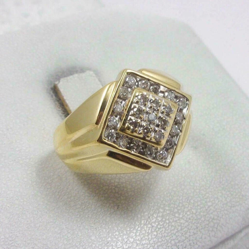 Men’s 1.50Ct Round Lab Created Diamond Engagement Ring 14k Yellow Gold Plated