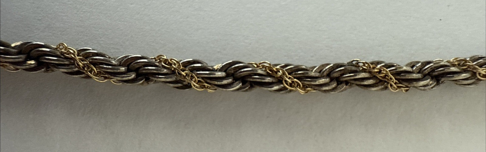 Vintage Tiffany & Co 925 Sterling Silver & 18K Gold Twisted Rope Chain Necklace