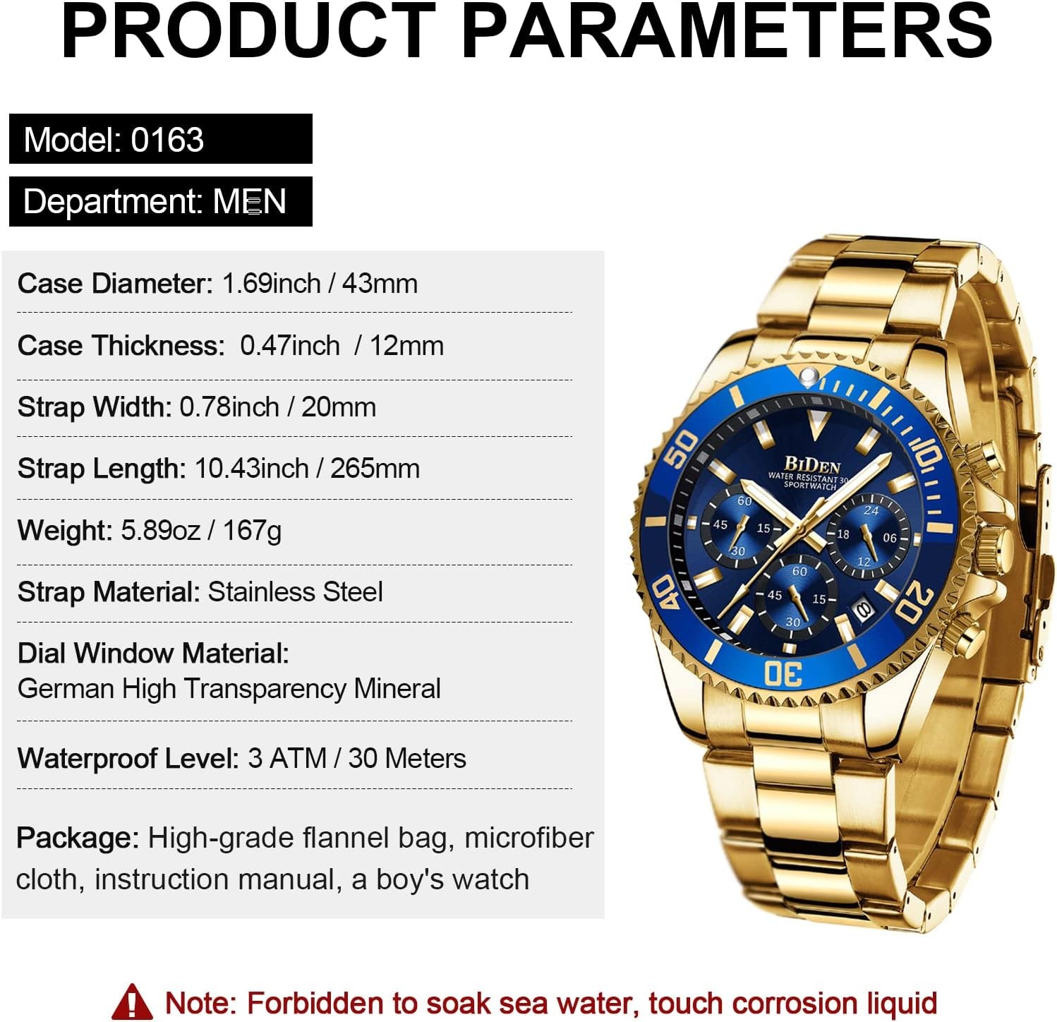 Invicta Reloj De Acero Inoxidable Bañado en Oro Para Hombre