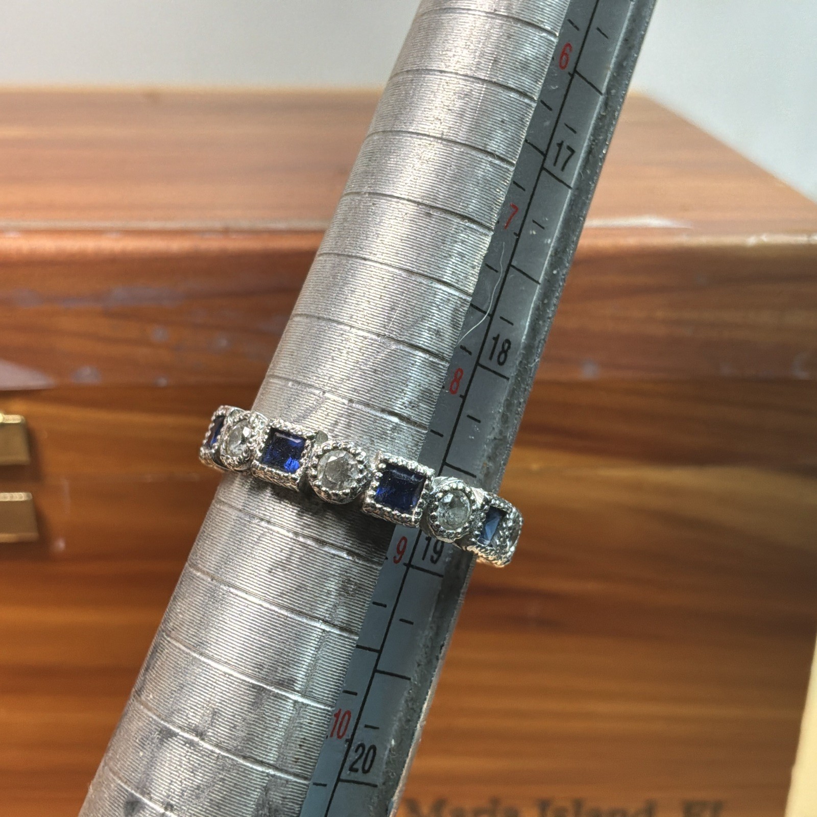 Sterling Silver Baguette Sapphire Tested Wedding Lab Created Ring Size 9