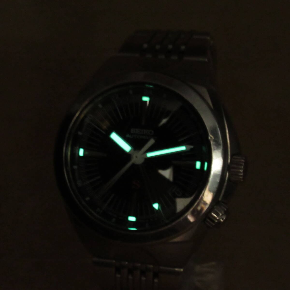 Seiko Sus SUS Mechanical Sus 4S12-0010 GMT Red S Logo Black Dial Silver Metal