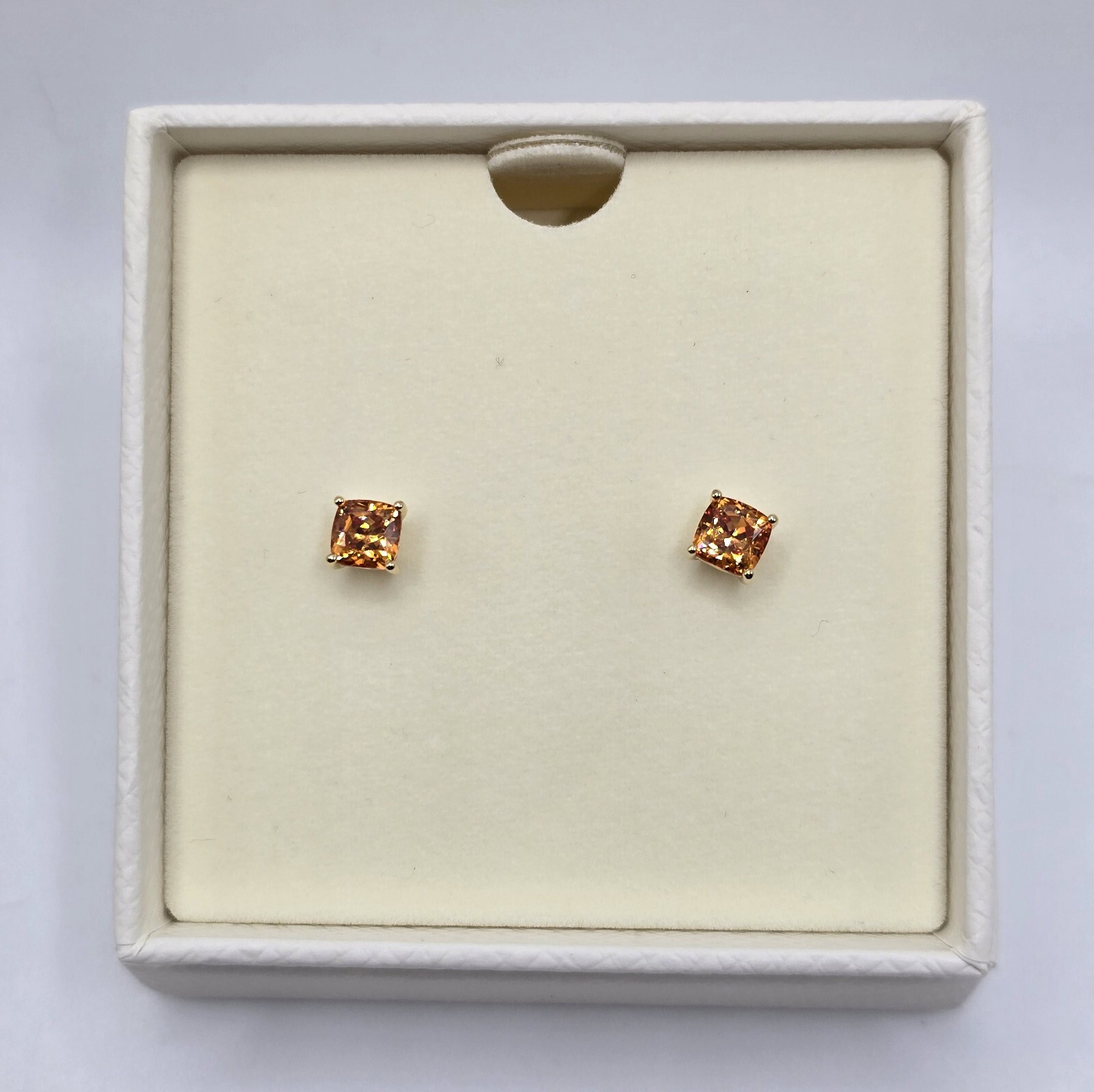 Swarovski 5639123 PE Stilla Stud Orange/Goldtone Cushion Cut Earrings BNIB!