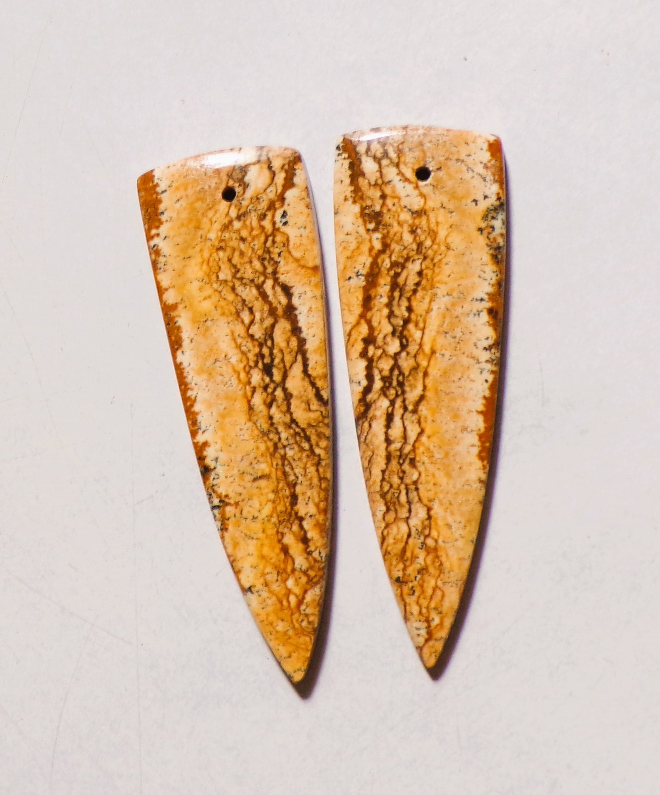 37.85 Cts Natural Picture Jasper Drilled Cabochon Match Pair Gemstone 46X15MM 07